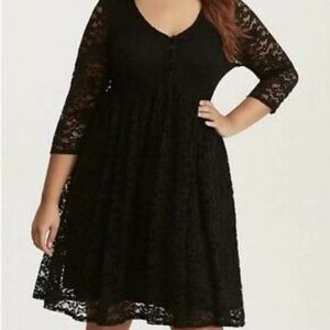 Torrid empire waist black lace dress